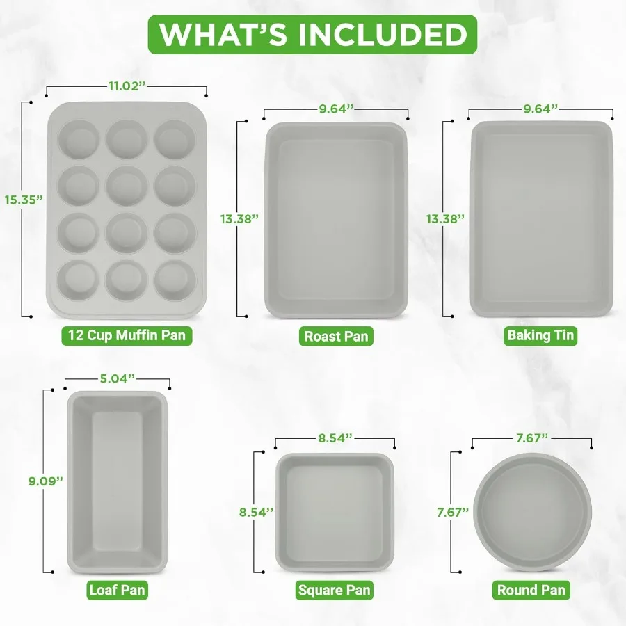 مجموعة أدوات خبز وأواني طهي غير لاصقة مكونة من 20 قطعة - أواني بما في ذلك الأواني ومقالي الخبز المصنوعة من الألومنيوم المتين والزجاج المقسى