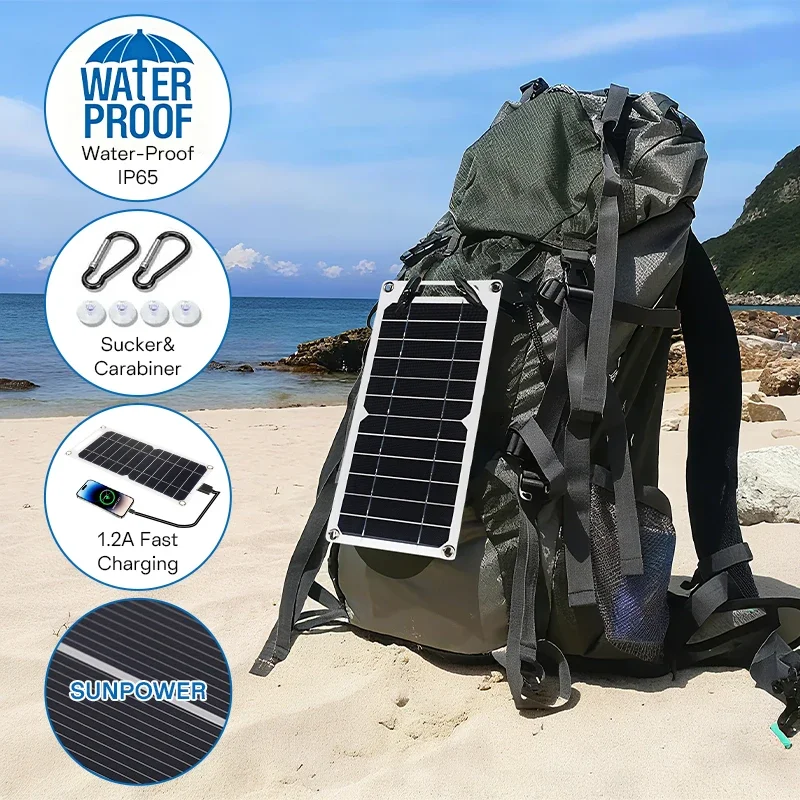 Outdoor Camping RV Home Use 5V 35W Solar Panel Portable USB Safe Stabilize Charger for Phone Power Bank