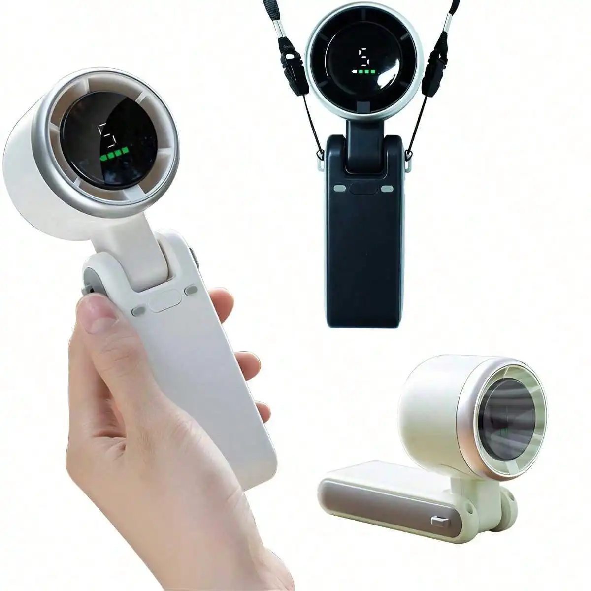 

Portable Handheld Fan Adjustable Mini Fan Hair Dryer, 5-speed Bladeless Folding Handheld Fan with Digital Display Screen