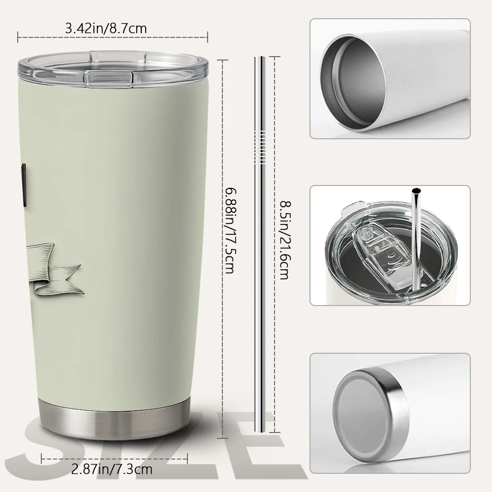 Personalized Monogram Vacuum Flasks 20oz Long Lasting Hot Cold Drinks Container Leakproof Stainless Steel Cup&Straw&Travel Gift