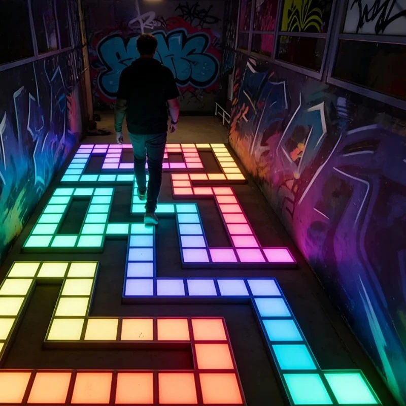 Certified Indoor Interactive LED Dance Floor Game, Large Jump Dance Tiles with Hot Lights for Wall and Floor Gaming