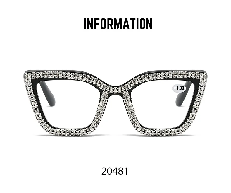 2025 Neue Lesebrillen für Damen und Herren, Katzenaugen-Design mit Diamanten Besetzt, Modische Blaulichtfilter-Brille, Unisex Lesebrille – Detail 8