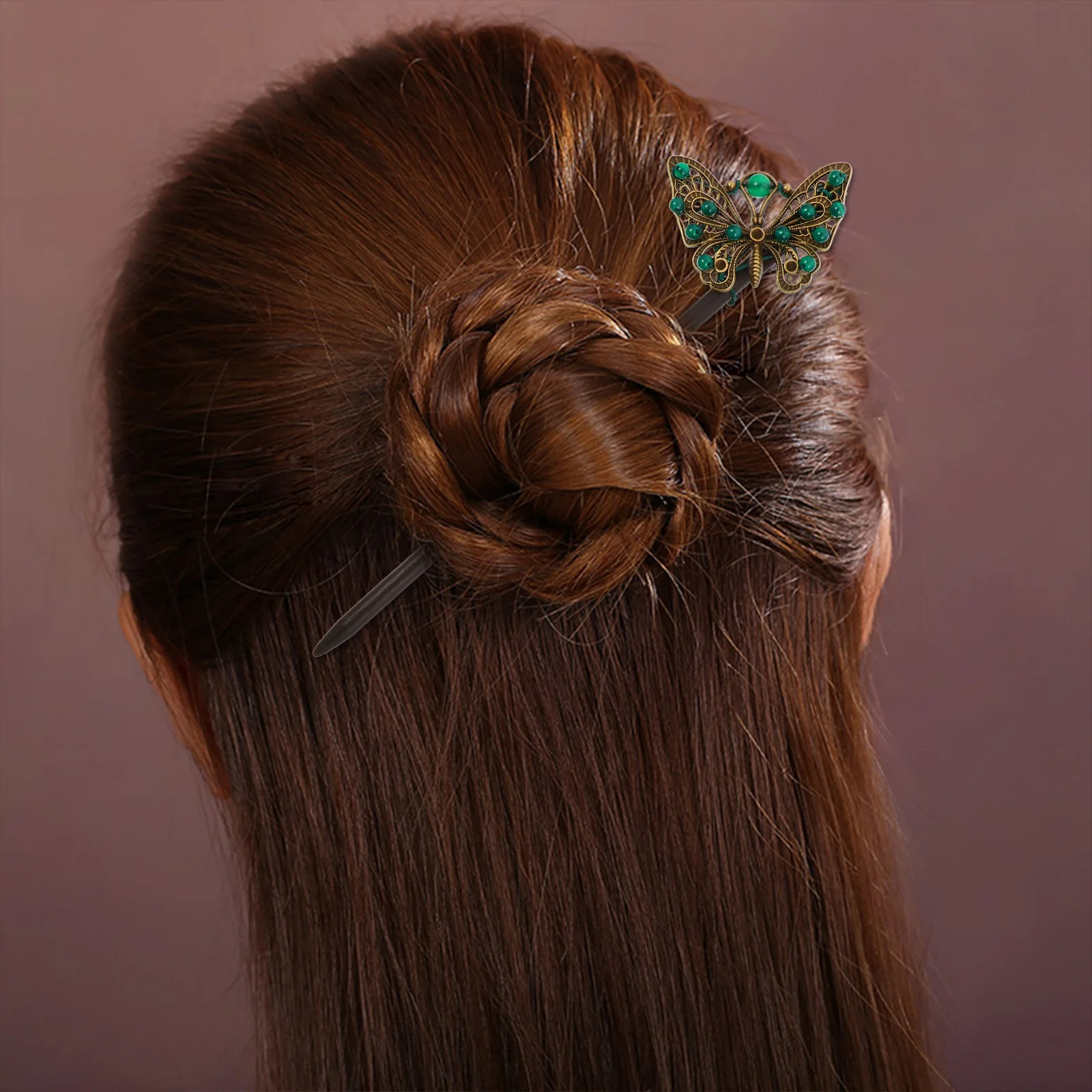 

Wooden Retro Butterfly Hairpin Vintage Style Hair Stick Female Elegant Decorative Accessories for Women Durable for Girlfriend