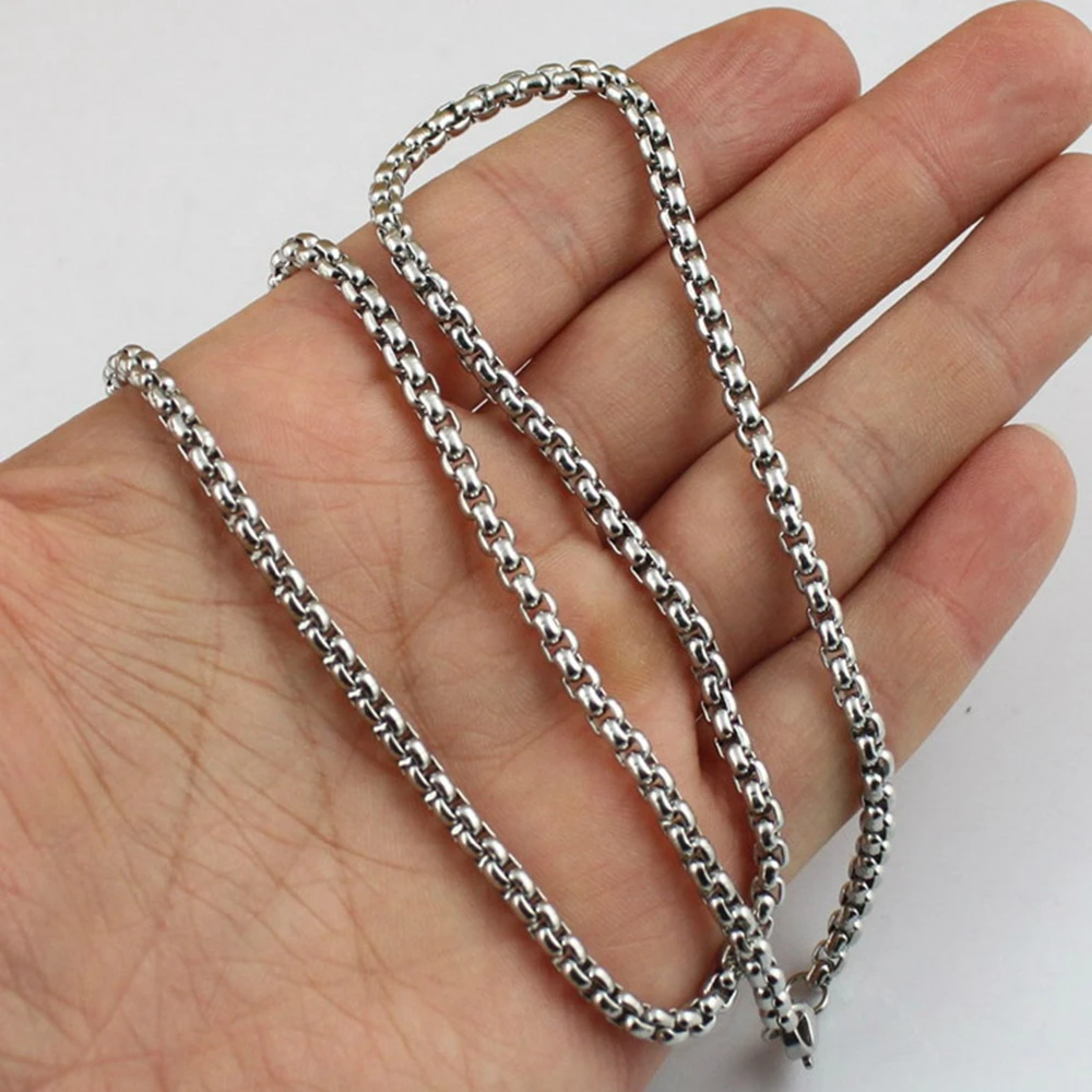 Wholesale 10 Pcs Unisex 3.5mm Solid 316L Stainless Steel Square Frames Chain Necklace