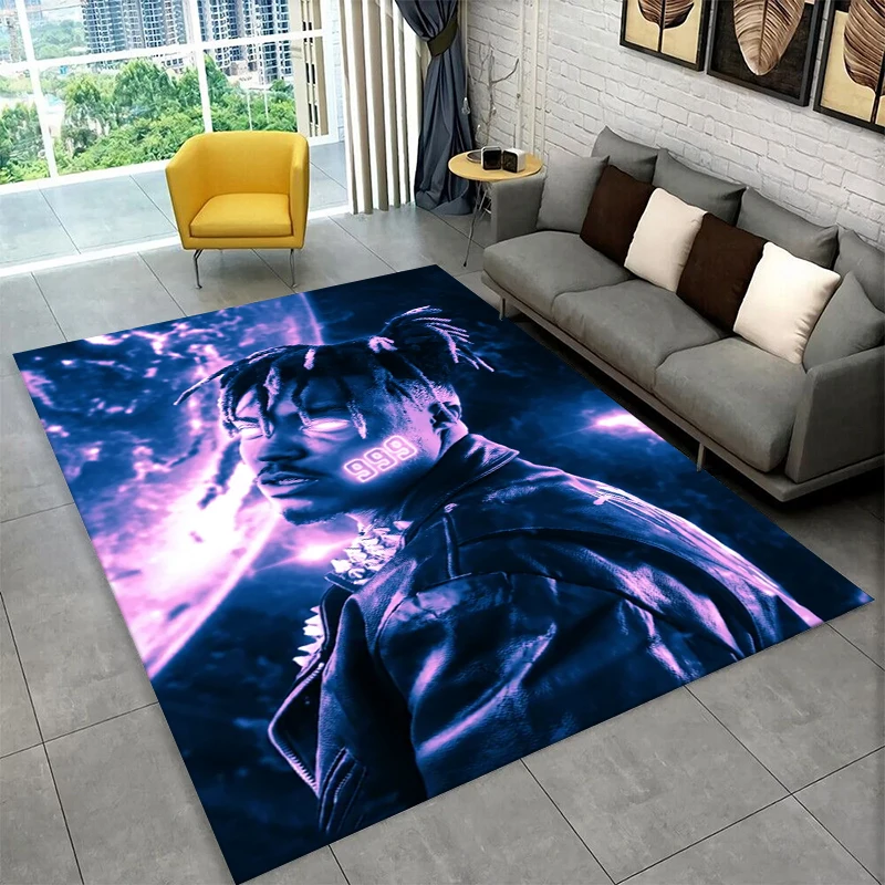 retro Juice WRLD 999 Legend Rapper Star Carpet Rug for Bedroom Living Room Sofa Playroom Doormat Home Decor,Area Rug Non-slip