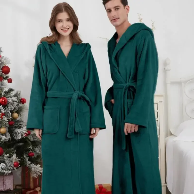 

Autumn Winter Couple's Bathrobe Thicken Flannel Robe Gown Warm Sleepwear Home Wear Pajamas Intimate Lingerie Loungewear Pajamas
