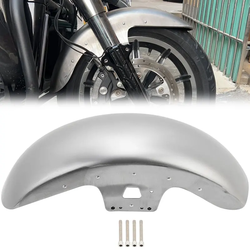 

Motorcycle Steel 19" Front Fender Mudguard Cover Protector Splash Unpainted For Harley Touring Road King Street Glide 2014-up