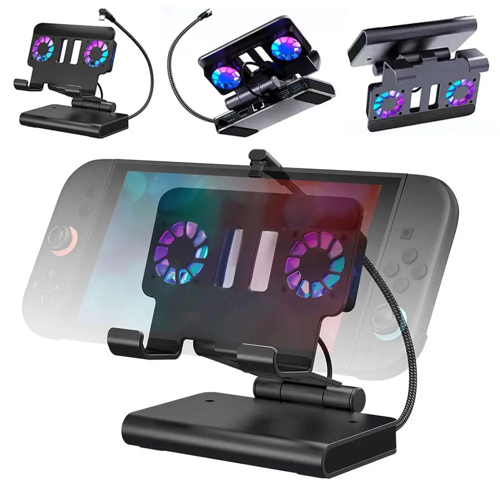 6 in 1 Portable Base Docking Station for SWITCH 2 4K&144Hz USB-A USB-C Ports PD 100W Fast Charging Dual Cooling Fans Suppor T9G8
