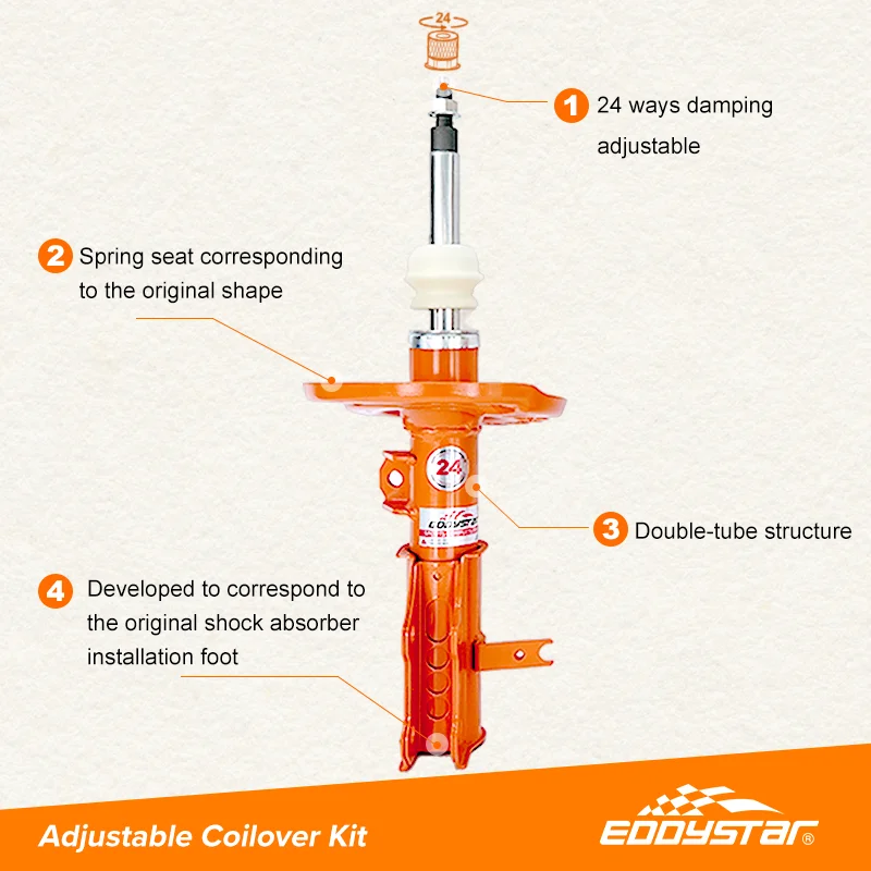 EDDYSTAR High Performance Shock Absorber Kits Adjustable Auto Suspension Coilover Kit Racing for Volkswagen Passat CC 1.8T/2.0T