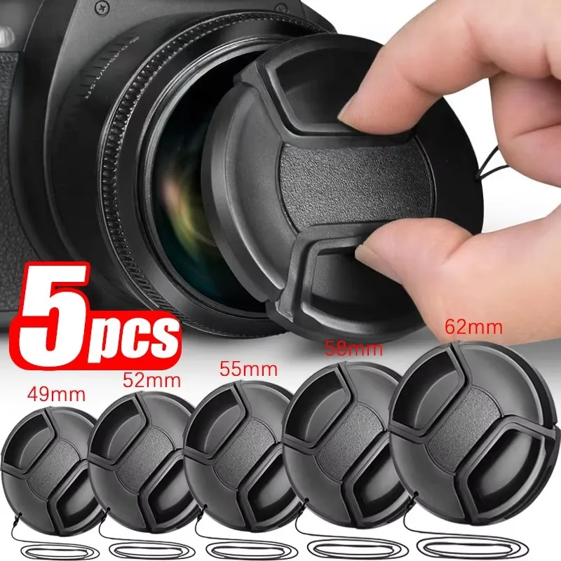 1/2/3/5PCS Tapas protectoras para lentes frontales, protectores de cámara a presión para cámaras digitales universales Leica Nikon Sony, tapas de 49/52/55/58/62mm