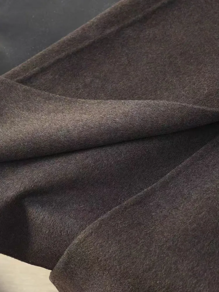 Casaco de Lã Dupla Face de Tweed com Botões Duplos para Mulheres, Moda Casual, Luxo Discreto