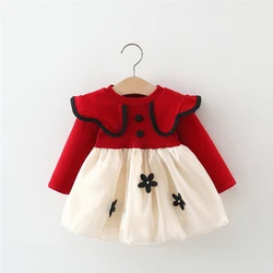 Newborn Baby Girls Dress Cute Bow Long Sleeve Dresses For Girls Baby Clothing Birthday Party Princess Dress Toddler Clothes