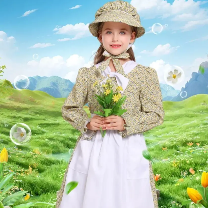

OA Victorian Medieval Rural Women Costumes Pastoral Style Floral Dress Carnival Party Stage Mädchen Cosplay Performance Outfits