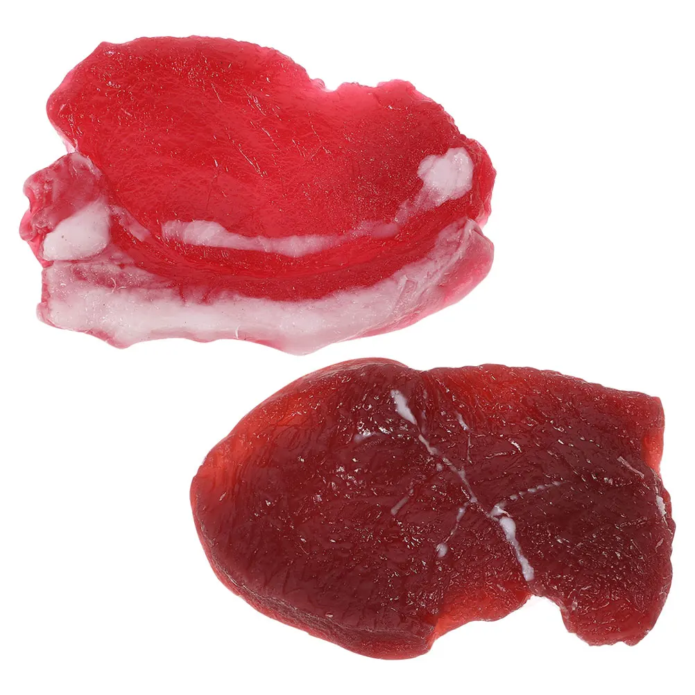 

2pcs Simulated Pork Beef Artificial Steak Blocks Realistic Food Models for Kitchen Decor Photography Props Safe Toys