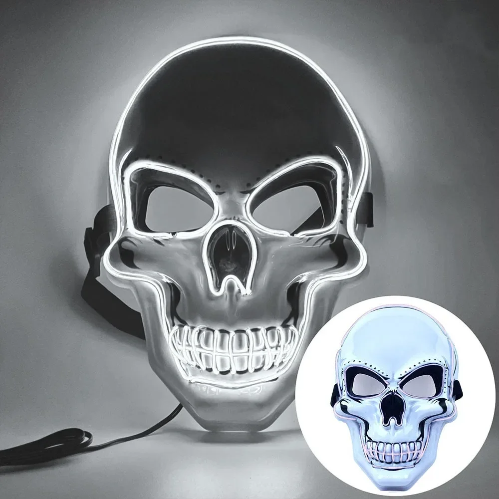 Mode Horror Halloween Schedel Masker Halloween Cosplay Kostuum LED Koud Licht Masker LED Licht Cosplay Masker Party Make-up Bal