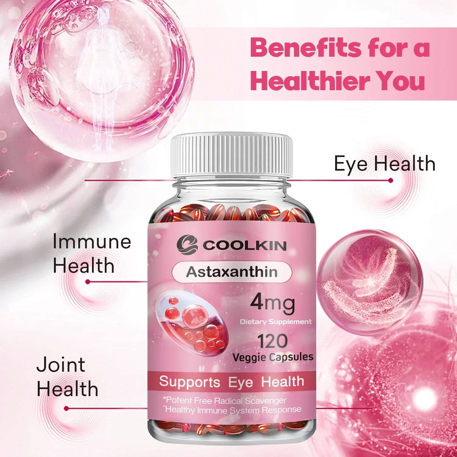 Astaxanthin - Supports Eye, Joint and Skin Health, Promotes Metabolism and Improves Immunity