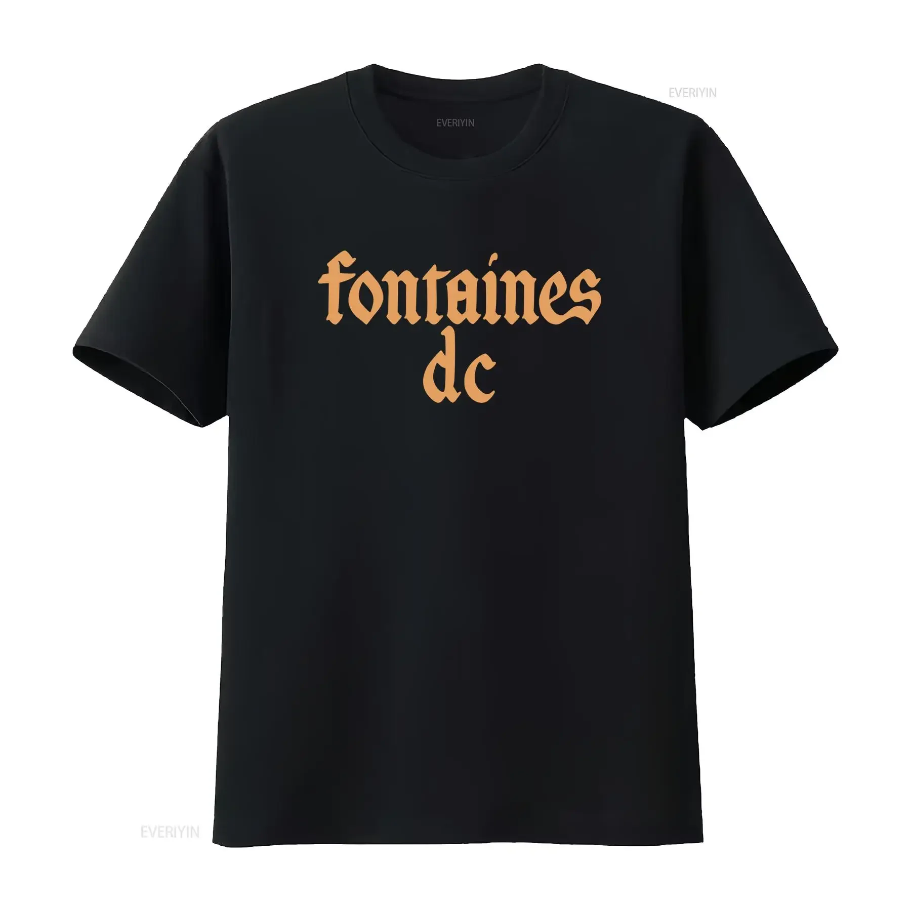 Fontaines D C 'Gothic Logo' Black T Shirt New Official Band Merch  vintage Washed fashion streetwear Soft designer clothes