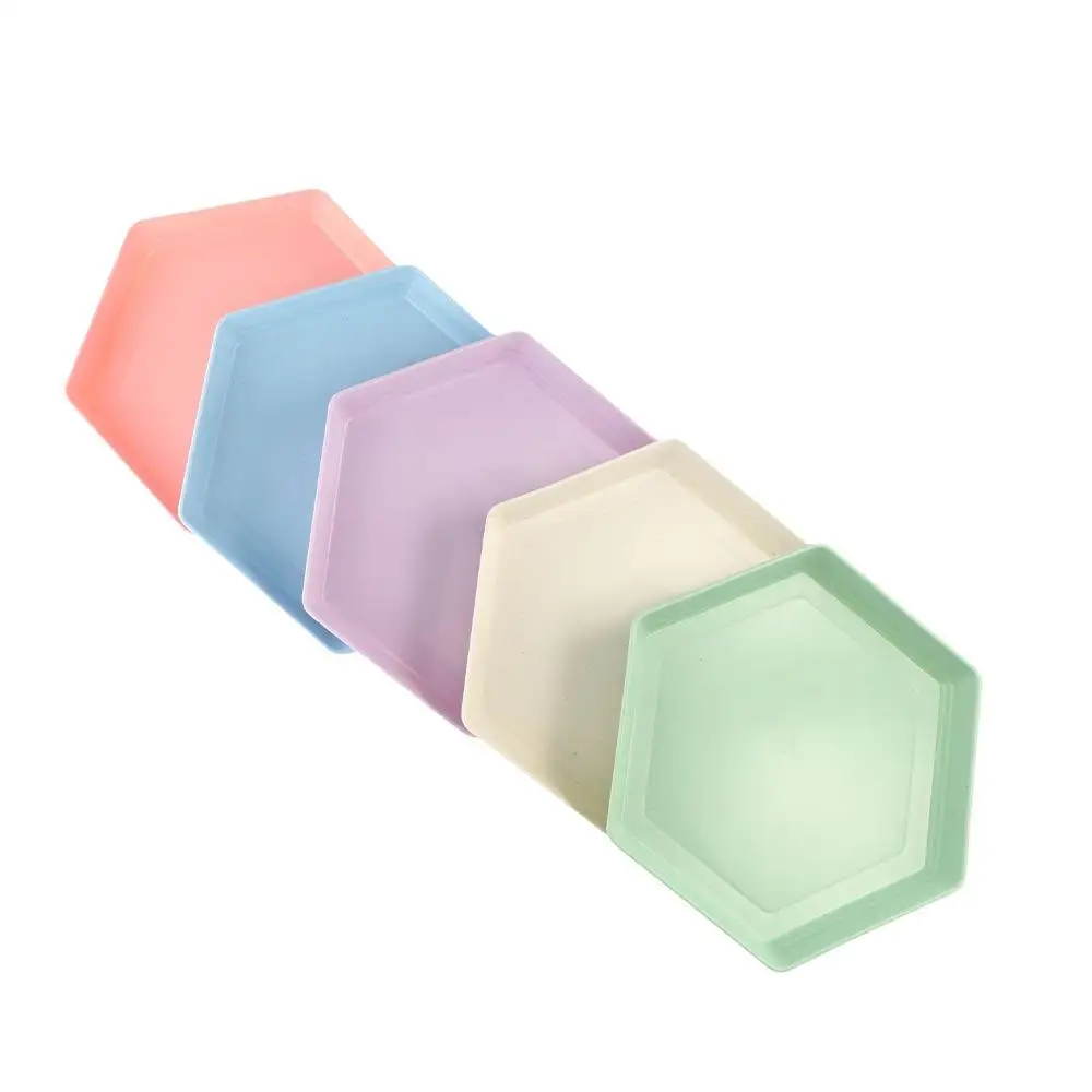 Reusable Wheat Straw Hexagonal Spit Bone Plate Unbreakable Lightweight Snack Plate Thickened Fruit Plate Adult