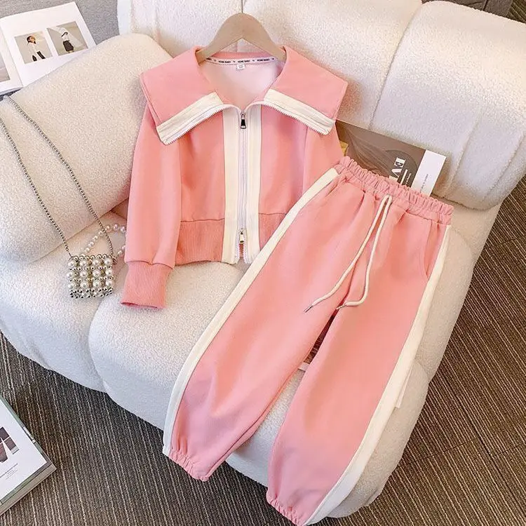 Girls Fashion Clothes Set 2022 spring fall Teenage Kids Casual Sport Suit Coat  Pants Fashion Two-Piece Children Tracksuit4-14Y