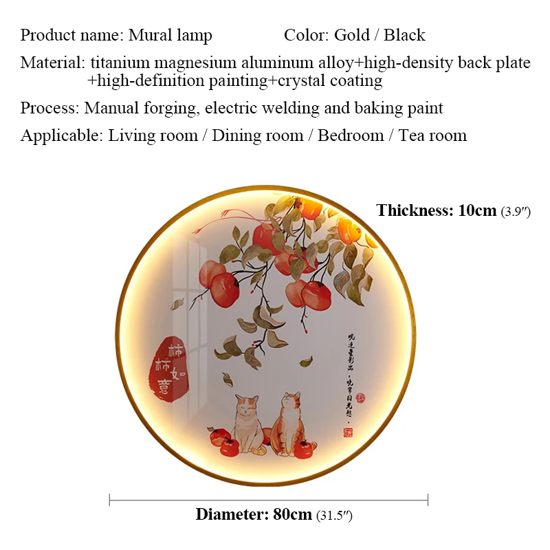 TINNY Modern Picture Wall Lamp LED Chinese Creative Circular Mural Sconce Light For Home Living Room Study Corridor Decor