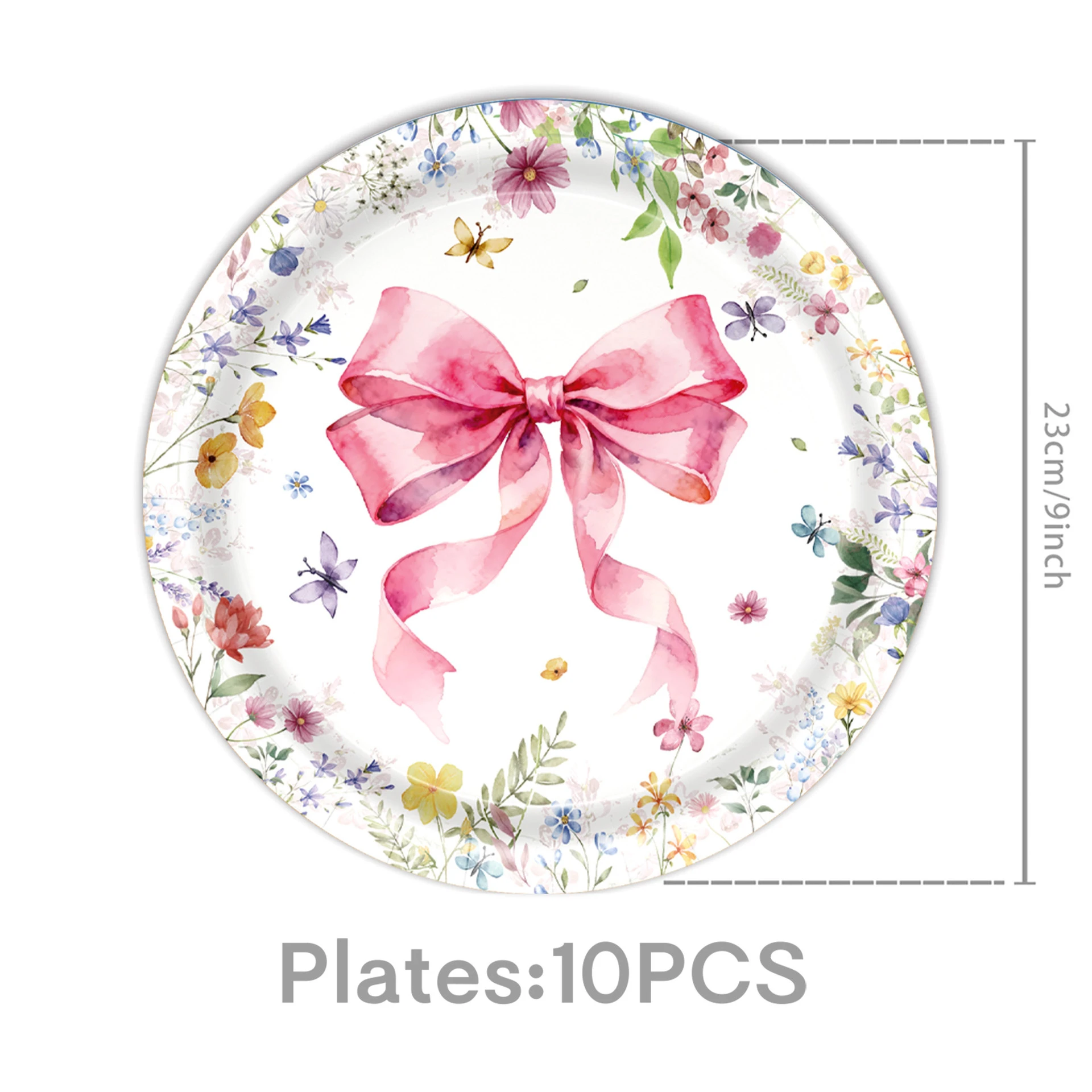 Pink Bow Girls Birthday Decoration Plates Napkins Cups Table Cloth Balloons Banner Cake Decoration Party Supplies Baby Shower view 3