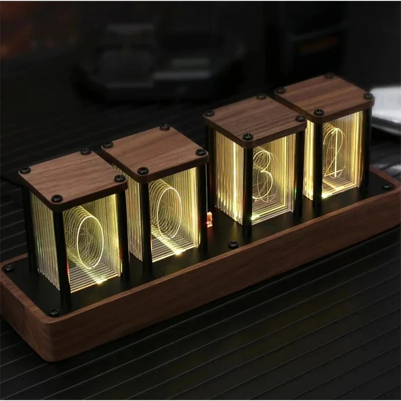 

Nixie Tube Style Glow Alarm Clock Preassembled WiFi Time Sync Desktop Timer For Home Office Bedroom Ideal Gift For Teens
