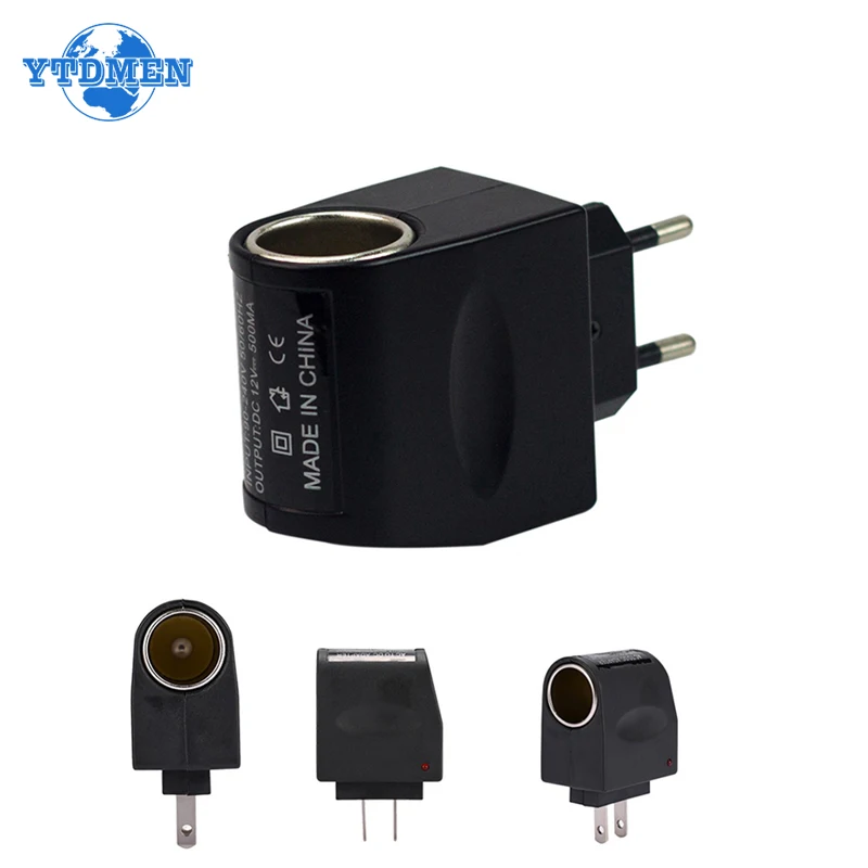 AC Adapter With Car Socket 220 To 12 Volt Plug Adapter Car Cigarette Lighter DC 12V 0.5A 500mA Adaptador Power Change EU US Plug