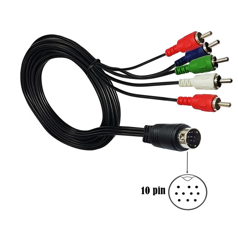 Cable de vídeo de S-Video10Pin DIN a 5RCA, componente de línea 5AV, utilizado para receptores de TV, televisores, monitores, proyectores, 180cm