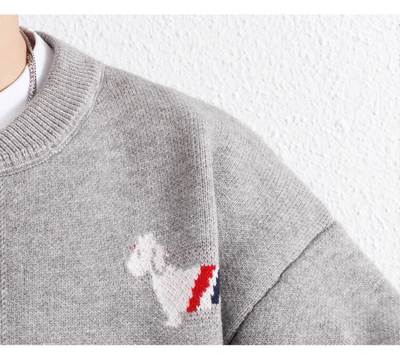 Neuer Designer-Strickcardigan mit Luxuriösem Niedlichem Kleinen Hundeaufdruck für Herbst und Winter, Klassischer Knopfleisten-Strickpullover, Modischer Personalisierter Pullover – Detail 15