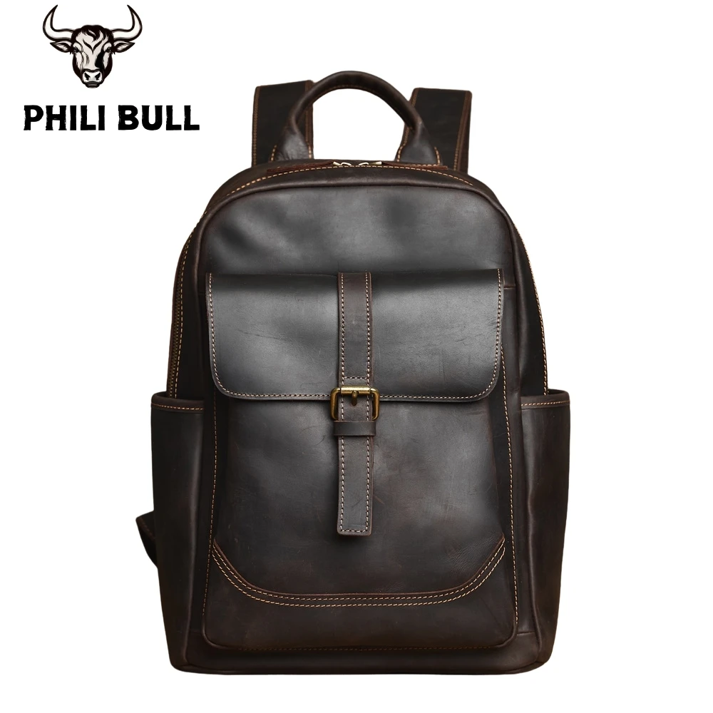 Genuine Leather Vintage Men's Backpack Crossbody Bag Handbag Satchel Messenger Bag Fitness Bag Leather Laptop Pouch