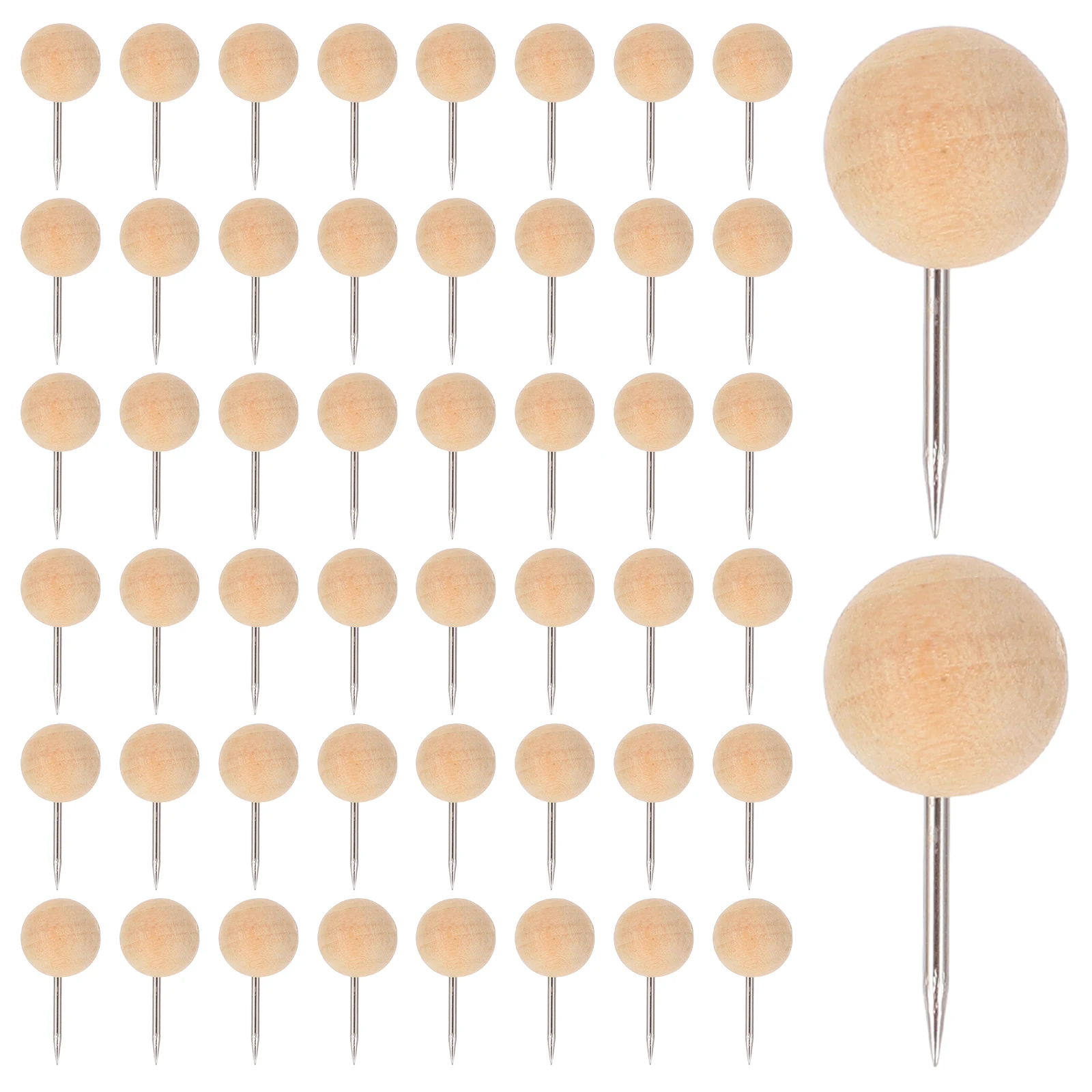 

100Pcs Round Thumbtacks Stylish Wooden Pushpins for Pin Boards Walls Notes Memos Photos Maps DIY Crafting Home Office