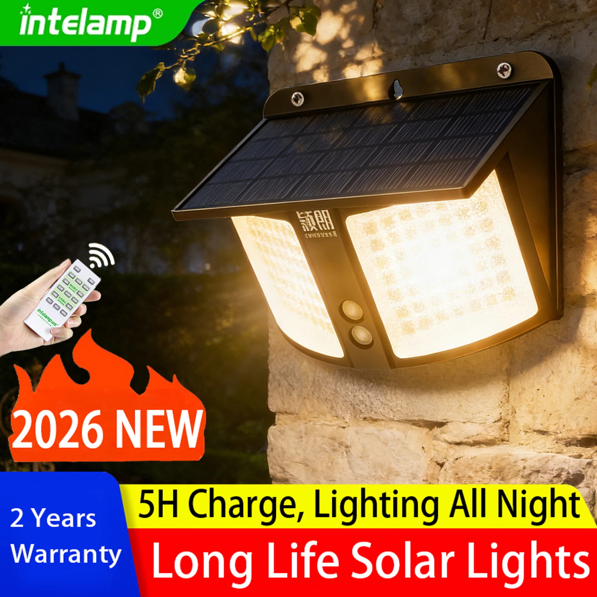 

High Power LED Solar Garden Lights Outdoor Waterproof IP65 Radar Sensor Spotlight Emergency Wall Lighting for Garden Buildings