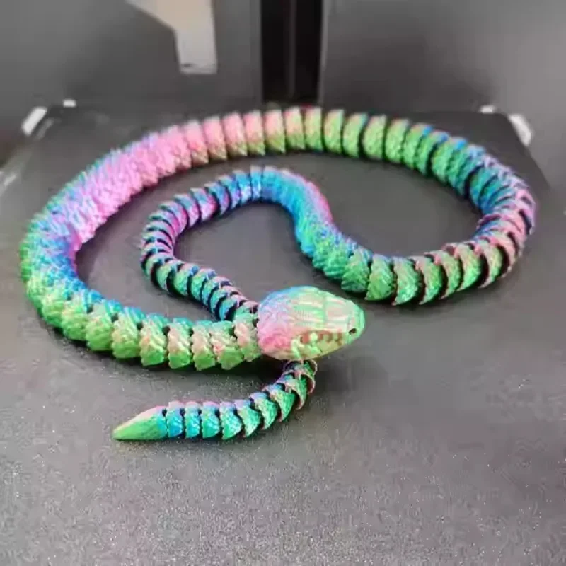 3D Printing Animal Toy Ornaments Movable Length 82cm Variable Simulation Snake Creative Toy Home Decor Silk Gradient Color