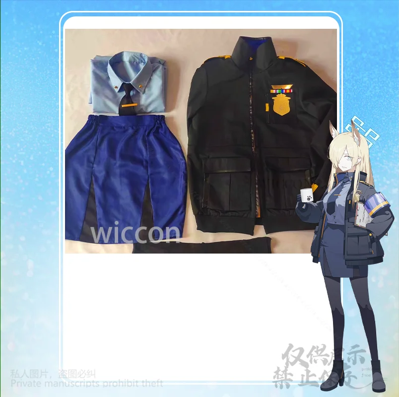 Anime Game Blue Archive Comic Con Kanna Sexy Costume Dress Black Yellow Coat Tie Set Wigs Furry Earwear Halloween Cos Customized