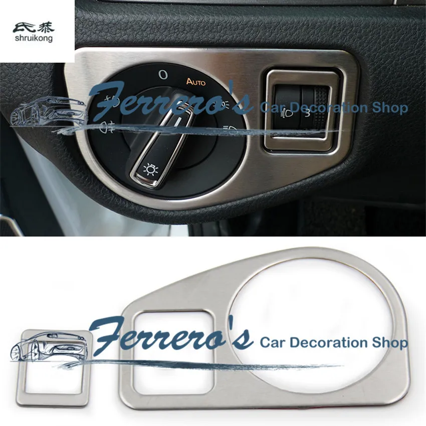 2 teile/los edelstahl material für 2014-2020 volkswagen vw golf 7 autos automobil scheinwerfer schalter dekoration abdeckung