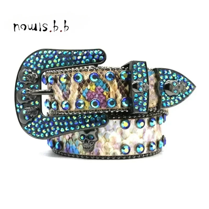 

Crown Western Rhinestone Belt For Woman Man Diamond Studded Belts Luxury Crystal Buckle For Jeans Vintage Rivet