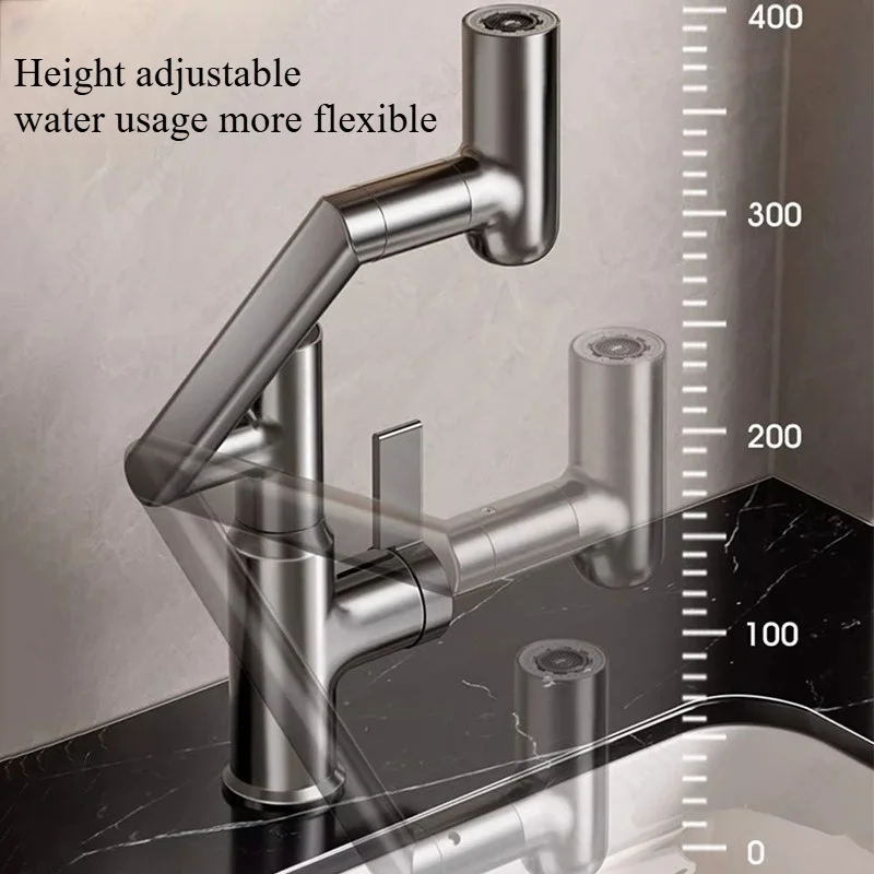 Universal Rotating Digital Display Robotic Arm Faucet for Bathroom Washbasin Multi-Functional Hot and Cold Water Control