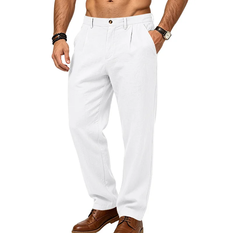 Seasonal new products are hot-selling American linen men's casual loose business suit straight trousers men