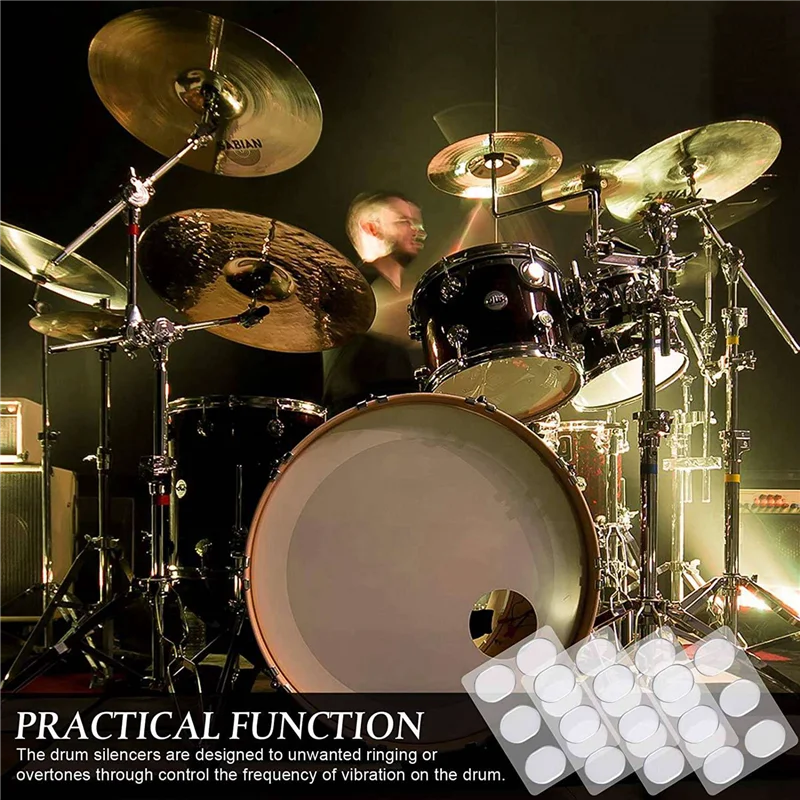 96 Pcs Drum Dampeners Gel Pads Silicone Drum Silencers Soft Drum Dampener Drum Mute Pads Dampening Gel Pad(Transparent)