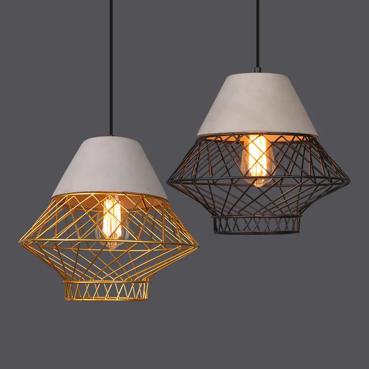 

Cement chandelier Vintage industrial style restaurant lights ins Art Deco coffee bar Nordic iron bird cage lamps