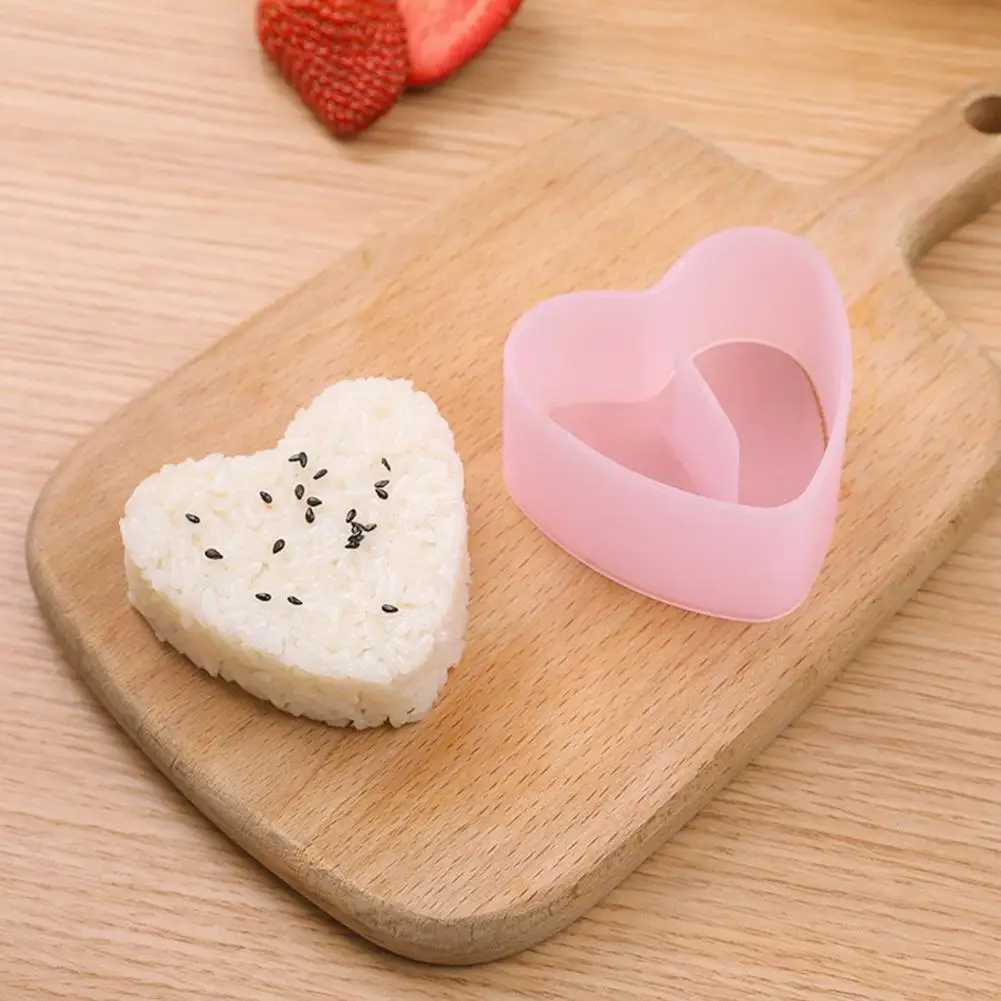 Pink Sushi Press Mold Kitchen Tool for Making Rice Balls Sushi Rice Ball Mold Set with Spoon Non-stick Onigiri Maker for Home