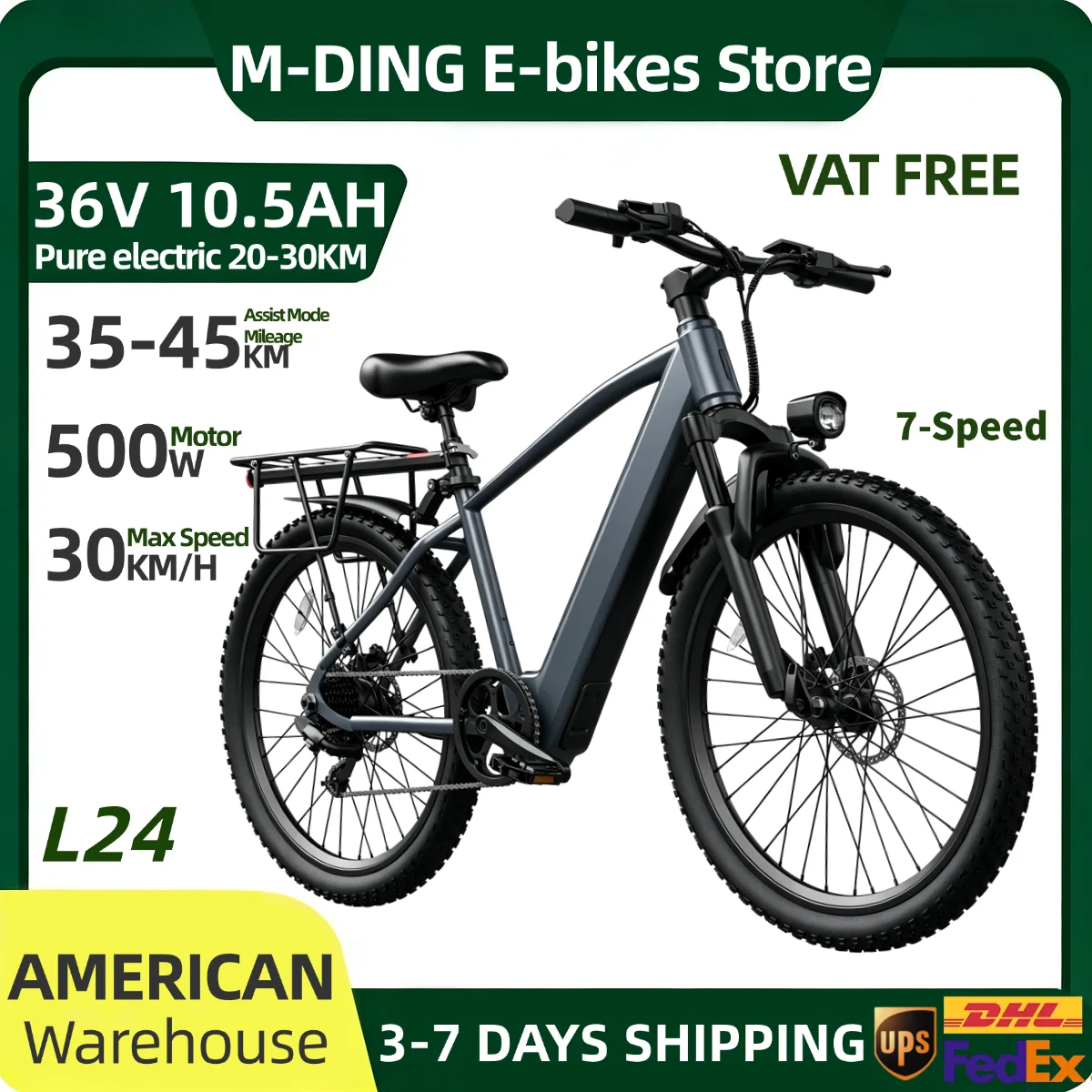 Outdoor Adventure For Adults - M-DING L24 36V 10.5AH Sepeda Listrik