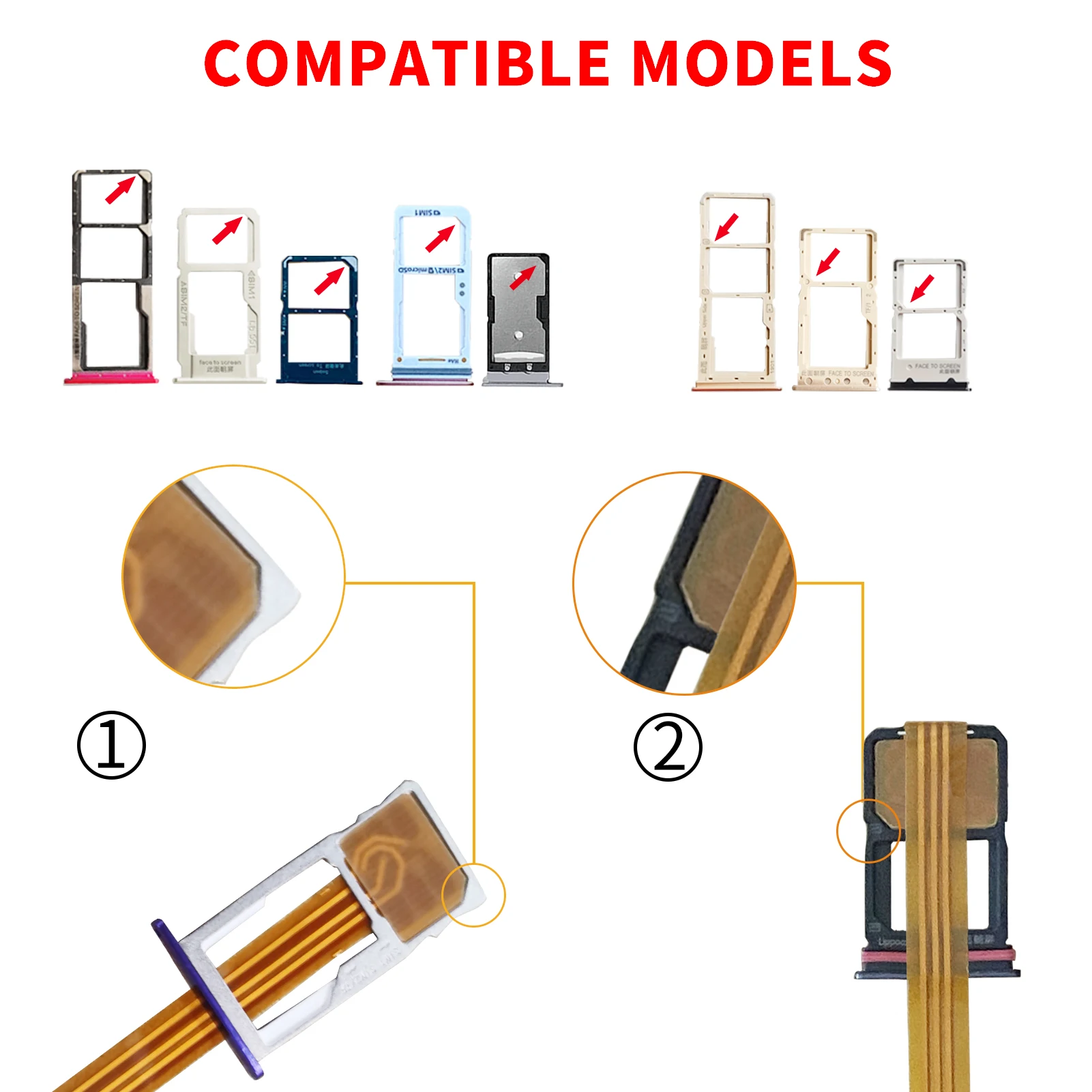 2FF Standard SIM Card Extension Converter to 3FF Micro 2FF Standard 4FF Nano sim card fpc Soft Cable Extender  Adapter 2pcs