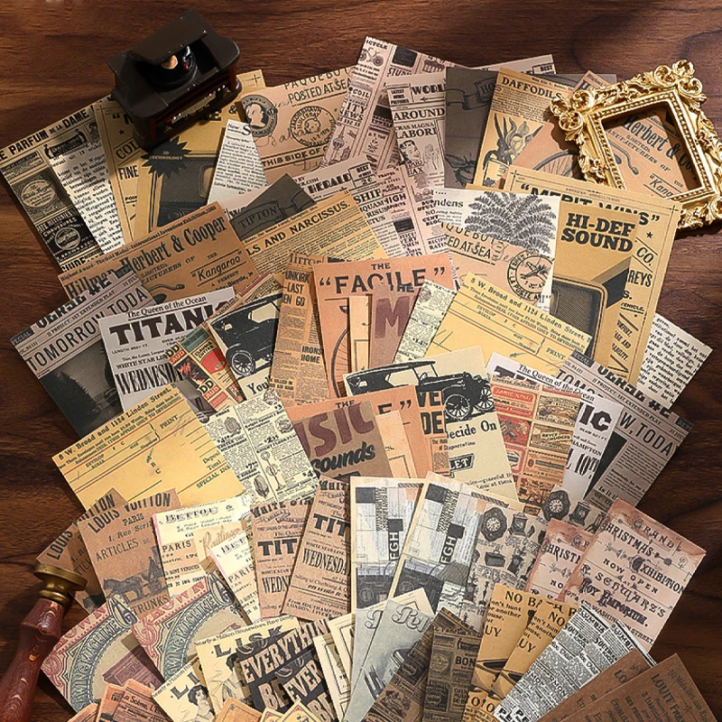 Mr. Paper 4Style 100Pcs/bag Old Time Memory Series Material Paper Vintage Literary Handbook Material DIY Scrapbook Album Decorat