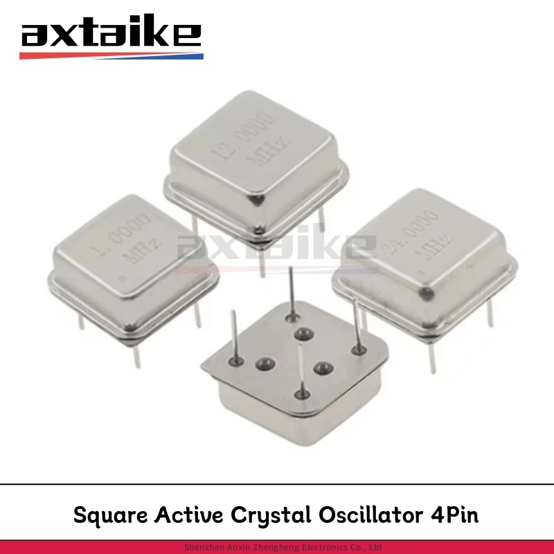 5PCS Square Active Crystal Oscillator 1m 2m 4m 6m 8m 10m 11.0592m 12m 16m 20m 22.1184 24m 25m 27m 30m 40m 50m MHz DIP 4Pin