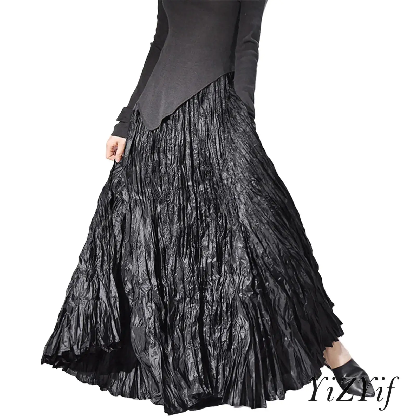 

Женский лирический танго, испанский танцевальный наряд, текстурированная танцевальная юбка с рюшами, большие качели, плиссированная подол, макси-юбка, танцевальная одежда для латинской сальсы