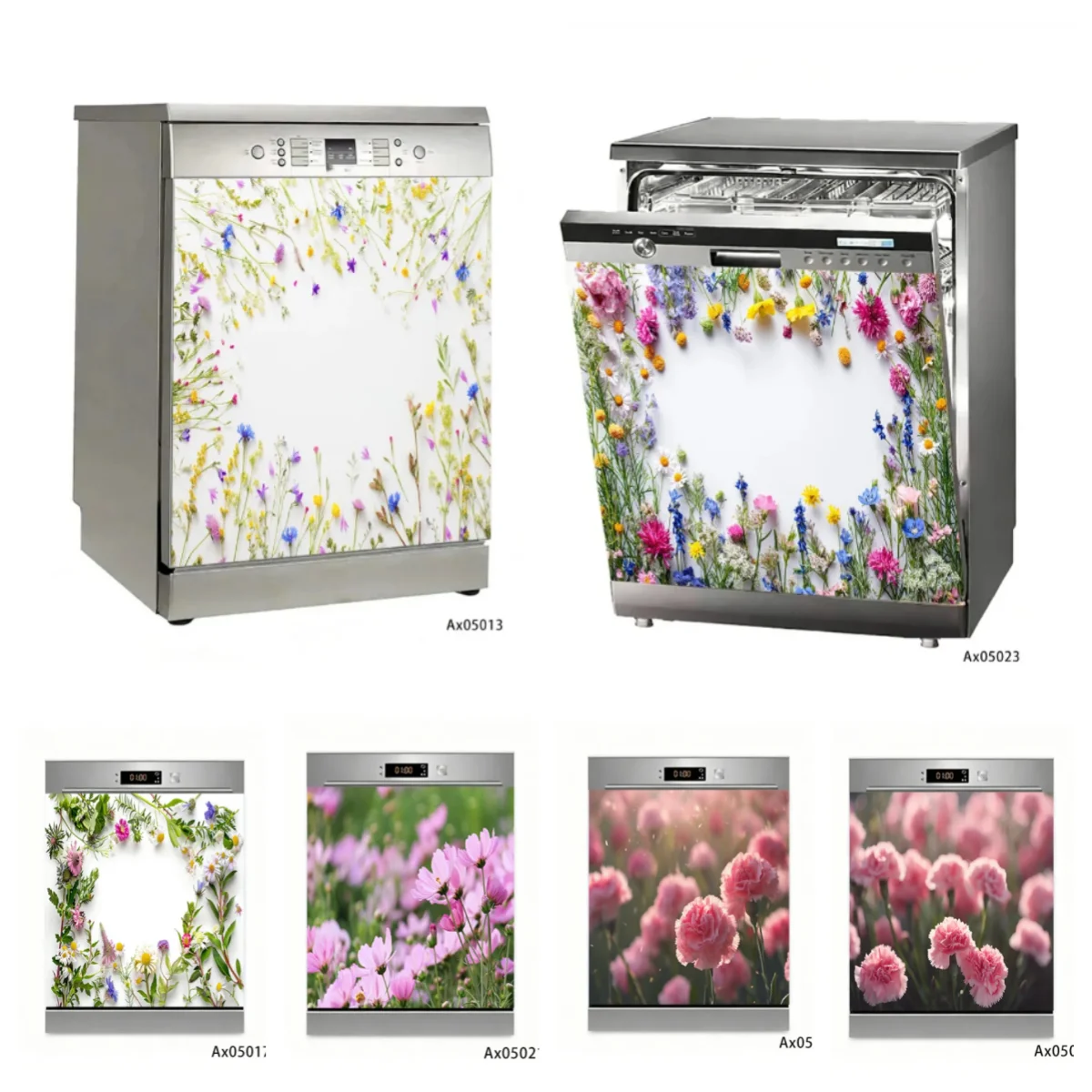 Wildflower Floral Dishwasher Wallpaper Stickers for Decorative Washing Machine Cabinets Wardrobe Door Aesthetics Decoration