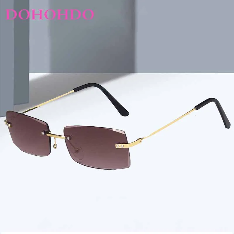 

Retro Metal Small Square Rimless Women Sunglasses Luxury Designer Men Sunglass Outdoor Travel Driving Eyewear Unisex UV400 Очки