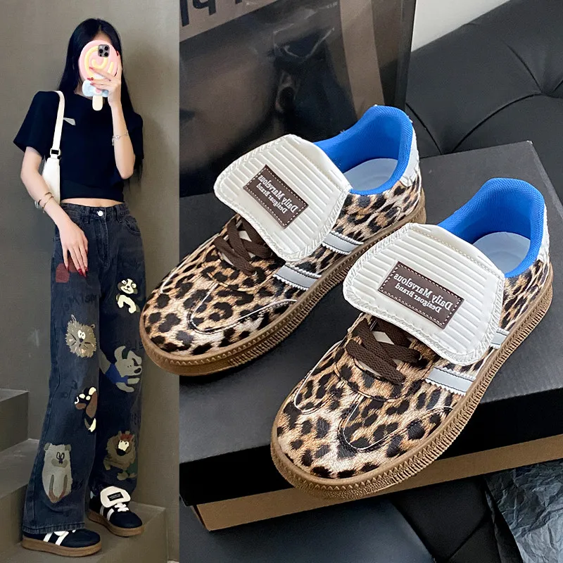 Luxury Women's Sneakers Trend Leopard Print Vulcanized Shoes Women Designer Sneakers Female Stylish Women's Skateboard Shoes