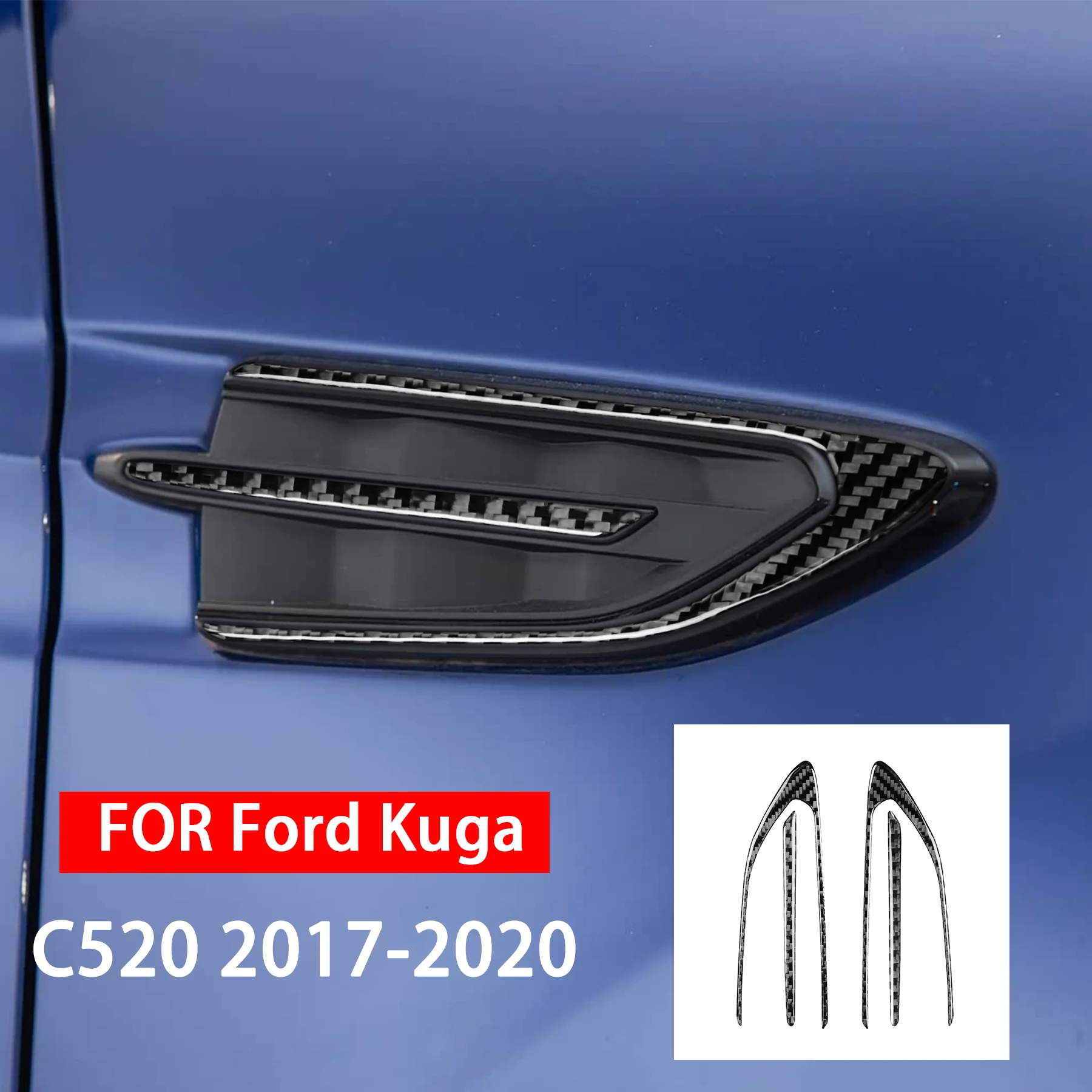 For Ford Kuga C520 2017 2018 2019 2020 Carbon Fiber Side Fender  Fin Vents Cover Trim Panel Car Exterior Accessories Sticker
